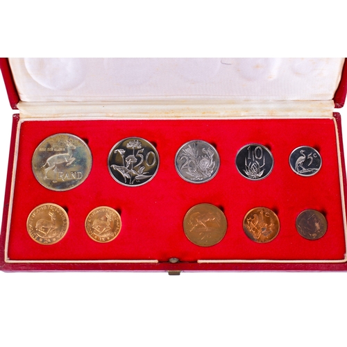 90 - South Africa - 1976 proof set of ten coins. Including gold 2 Rand and a 1 Rand, weight for both 12g ... 