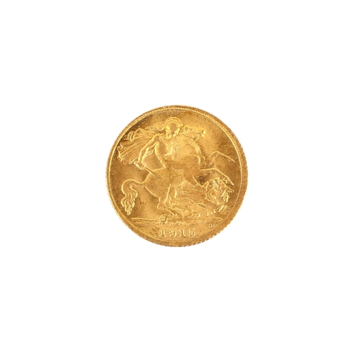 66 - 1915 half sovereign coin. Weight 4g