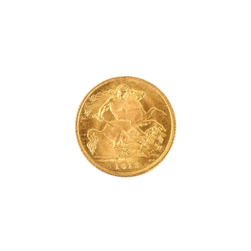 68 - 1913 half sovereign coin. Weight 4g