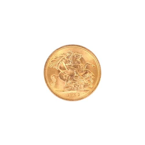 74 - 1963 gold sovereign coin. Weight 8g