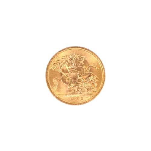74 - 1963 gold sovereign coin. Weight 8g