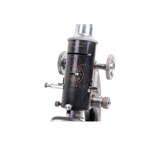 139 - Two C.Baker London microscopes. To include a monocular example. Serial number C0039. With three obje... 