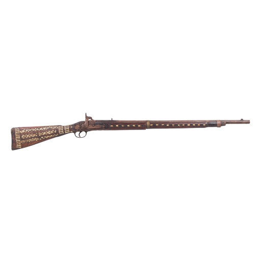 8 - An originally Enfield musket later worked inlaid with Middle Eastern bone decoration circa 1865, wou... 