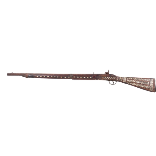 8 - An originally Enfield musket later worked inlaid with Middle Eastern bone decoration circa 1865, wou... 