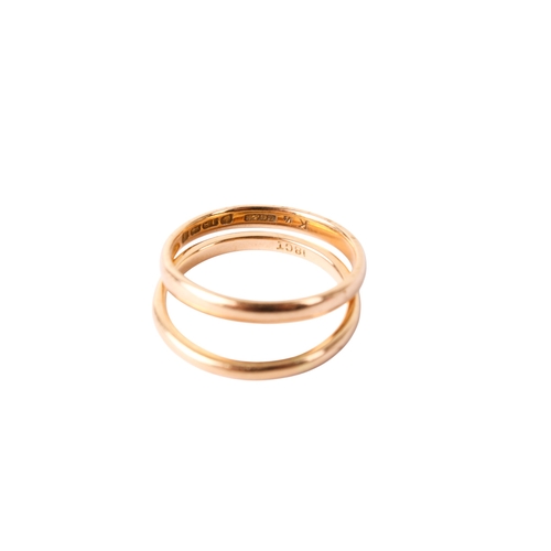 267 - Two 18ct gold wedding bands. One hallmarked, size O1/2, one marked 18ct,