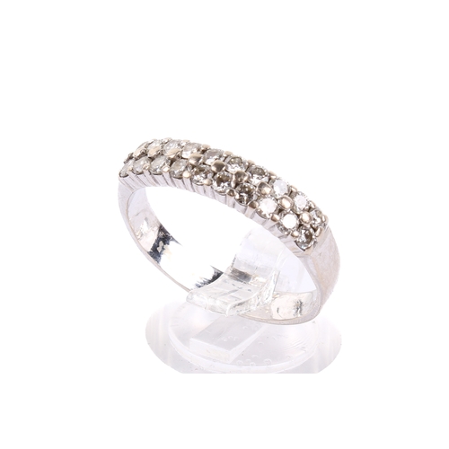 148 - An 18ct white gold (tested) and diamond dress ring. Set with round brilliant cut diamonds of 0.80 ca... 