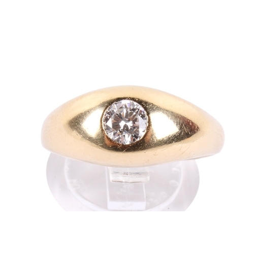 96 - A 9ct gold and diamond ring. The round cut diamond of circa 0.5ct estimated weight, shank hallmarked... 