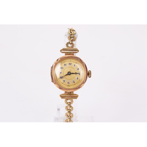 365 - Two 9ct gold and goldplated ladies' vintage dress watches. One with a gilt face and black markers, s... 