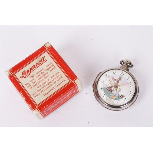 380 - A George III silver cased verge pocket watch. The white enamel dial with Arabic numerals hand painte... 