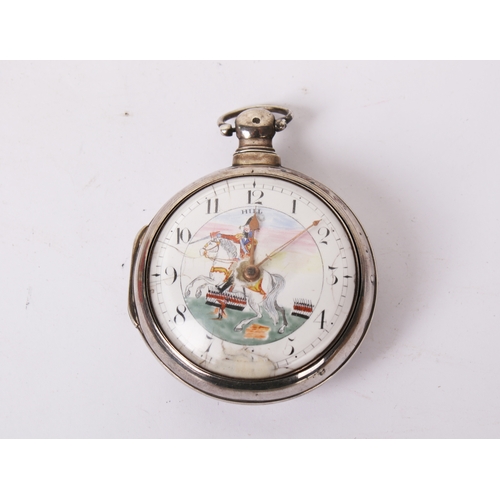 380 - A George III silver cased verge pocket watch. The white enamel dial with Arabic numerals hand painte... 