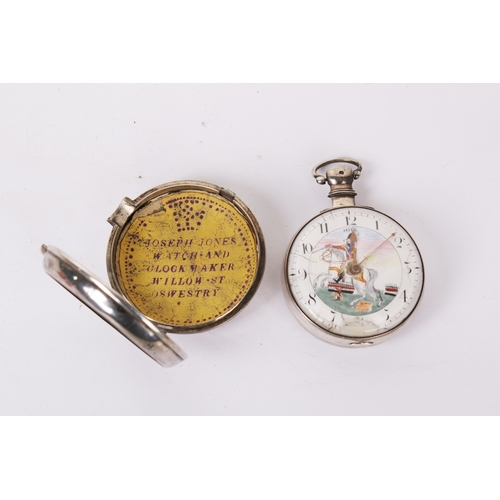 380 - A George III silver cased verge pocket watch. The white enamel dial with Arabic numerals hand painte... 
