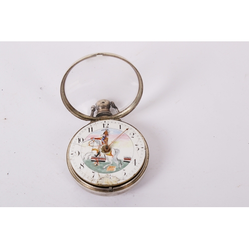 380 - A George III silver cased verge pocket watch. The white enamel dial with Arabic numerals hand painte... 