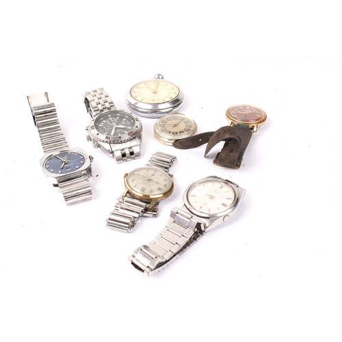 411 - An assortment of watches. Including a gentleman's Seiko, the chrome dial with baton hour markers and... 