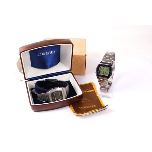 391 - Two Casio stainless steel digital wristwatches. Comprising a 103/A201 'Blue Thunder' (no LCD bleed),... 
