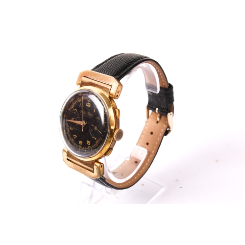 398 - A gentlemans Philip Watch wristwatch. The black dial with gilt Arabic numerals and two subsidiary di... 