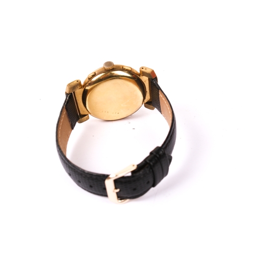 398 - A gentlemans Philip Watch wristwatch. The black dial with gilt Arabic numerals and two subsidiary di... 