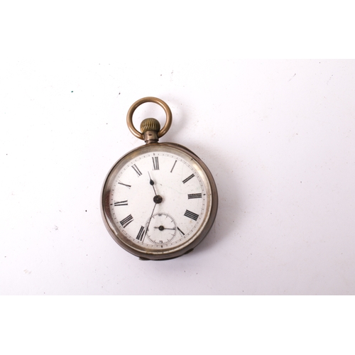 409 - Three Victorian and later silver and silver plated pocket watches. All having white enamel dial and ... 