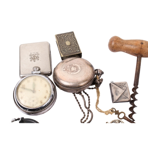 430 - An assortment of Victorian and later collectables. Including two corkscrews, a silver vesta case, ha... 