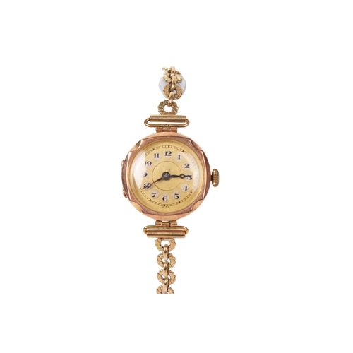 365 - Two 9ct gold and goldplated ladies' vintage dress watches. One with a gilt face and black markers, s... 