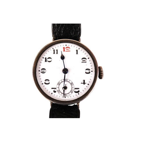 384 - Four silver cased watches. Comprising a pocket watch, the white enamel dial with Arabic numerals, di... 