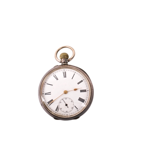 409 - Three Victorian and later silver and silver plated pocket watches. All having white enamel dial and ... 