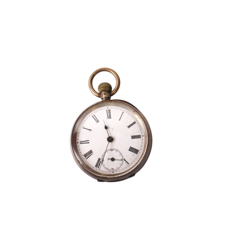 409 - Three Victorian and later silver and silver plated pocket watches. All having white enamel dial and ... 