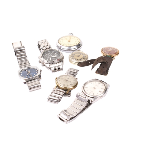 411 - An assortment of watches. Including a gentleman's Seiko, the chrome dial with baton hour markers and... 