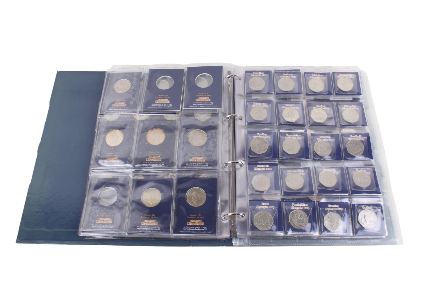 A Change Checker coin album, with 24x £1 coins; 34x £2 coins. Including ...