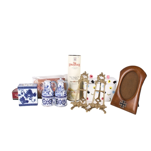 339 - An assortment of collectables. Including a pair of ceramic 'liquorice allsorts' storage jars, an Int... 