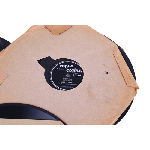 353 - Three rock n roll '78 rpm records and another. Including Elvis Prestley, Buddy Holly and Jerry Lee L... 