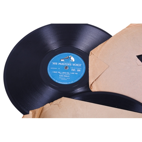 353 - Three rock n roll '78 rpm records and another. Including Elvis Prestley, Buddy Holly and Jerry Lee L... 