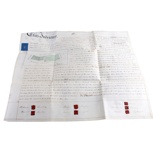 468 - A collection of seven assorted prints of Somerset. Including Wells Cathedral and two indentures, mos... 