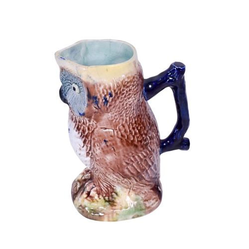 235 - A majolica jug modelled as an owl. Unsigned, H22.5cm.
