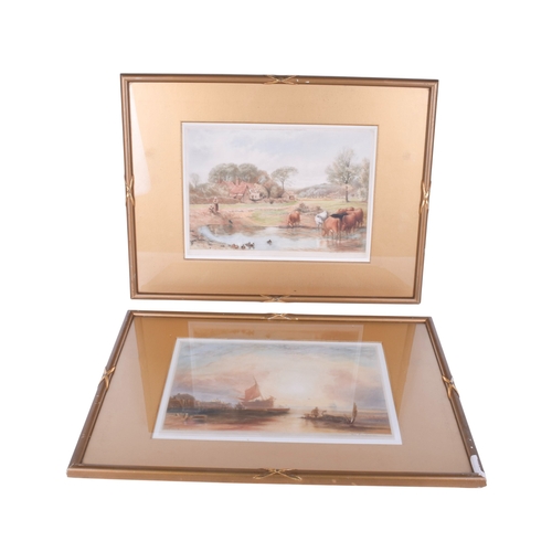 603 - Four signed prints and pictures. Including a pair of Will Hunderson maritime and rural scenes, 29cm ... 