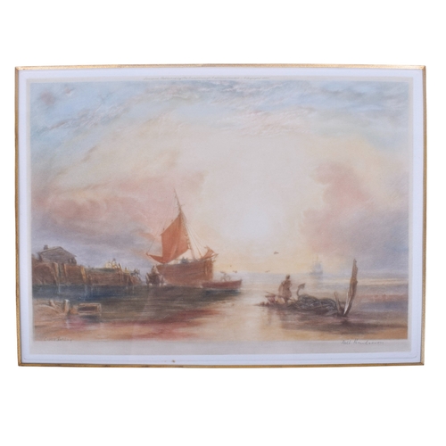 603 - Four signed prints and pictures. Including a pair of Will Hunderson maritime and rural scenes, 29cm ... 