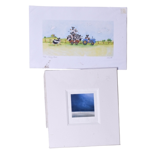 603 - Four signed prints and pictures. Including a pair of Will Hunderson maritime and rural scenes, 29cm ... 