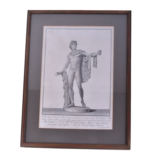 605 - Francesco Piranesi (1758-1810) 'Apollo Belvedere' engraving. Dated 1783, 33cm x 49cm, framed and gla... 