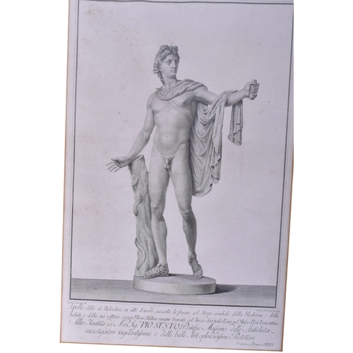 605 - Francesco Piranesi (1758-1810) 'Apollo Belvedere' engraving. Dated 1783, 33cm x 49cm, framed and gla... 