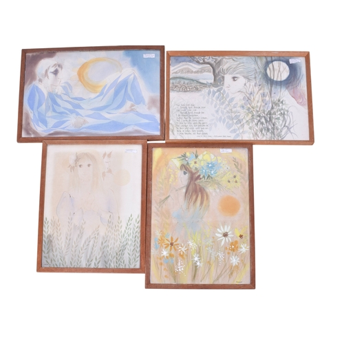 613 - Four Peter Campbell (1931-1989) watercolour paintings. Three signed, all framed and glazed, 58cm x 4... 