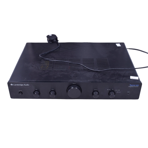 614 - A pair of Sony freestanding speakers and a Cambridge Audio amp. The speakers mounted on metal stands... 