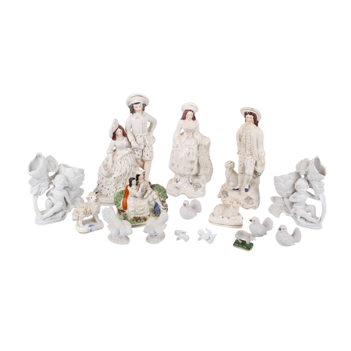 459 - A group of 19th and 20th century Staffordshire and other ceramics. Including an early model of a sta... 