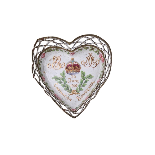 84 - An enamel Edward VII and Alexandra 1902 coronation souvenir dish. By Edouard Henry Dreyfous, of hear... 