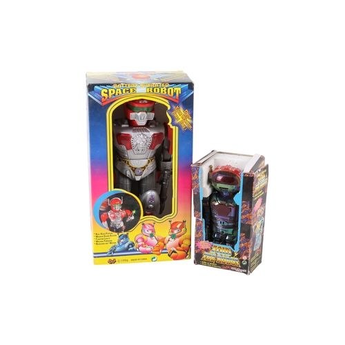 570 - Two vintage toy robots. Comprising a David Halsall Toys 'Zoid the Robot' and a PMS 'Battery Operated... 