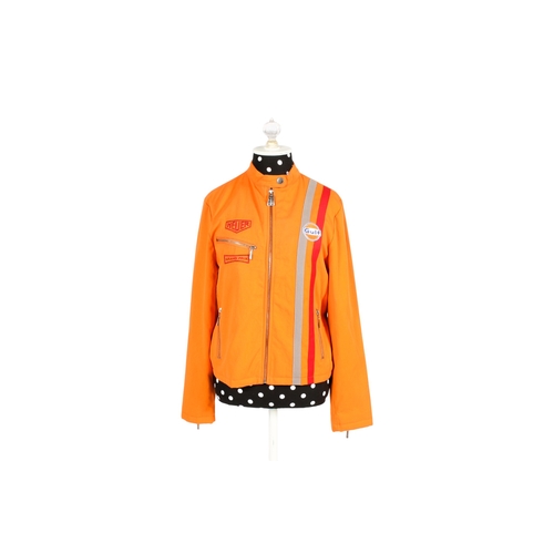 581 - A vintage Grandprix Originals jacket and handbag. The orange jacket with zips to the front and a gre... 
