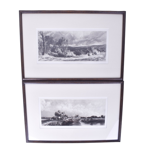 606 - Sir Frank Short (British, 1857-1945), a pair of mezzotints. One depicting a canal, the other a field... 