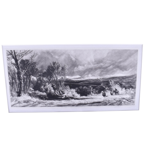 606 - Sir Frank Short (British, 1857-1945), a pair of mezzotints. One depicting a canal, the other a field... 