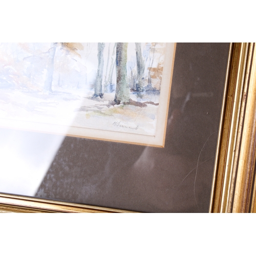 460 - A group of three assorted signed watercolour pictures. Including Ray Balkwill (1948), river with bri... 