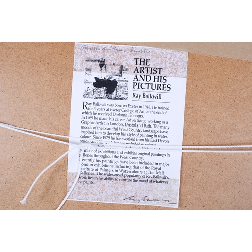 460 - A group of three assorted signed watercolour pictures. Including Ray Balkwill (1948), river with bri... 