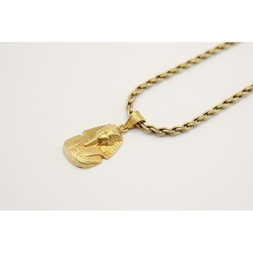 125 - A 9ct gold chain necklace and and pendant. The necklace L40cm, hallmarked, this weighing 12.7g, with... 