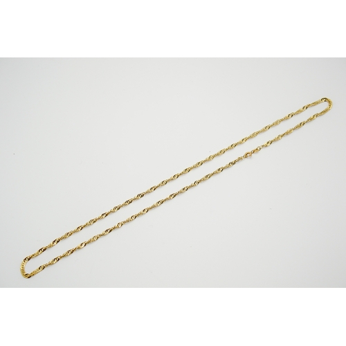 169 - A 9ct gold twisted curb link chain necklace. Hallmarked to clasp, with of links 3mm, total length 50... 